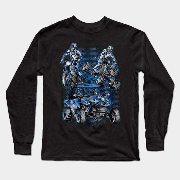 Blue Motocross Extreme Long Sleeve T-Shirt by OffRoadStyles